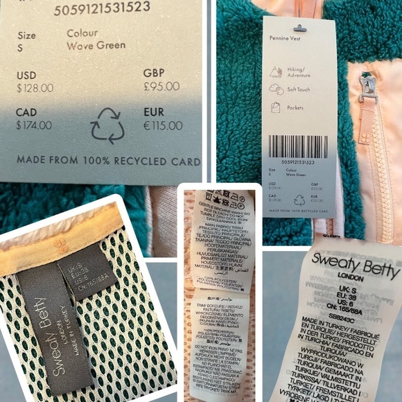 SWEATY BETTY Pennine Faux Shearling ColorBlock Zip-Front Spring/Fall Vest NWT/Sm - Picture 10 of 12